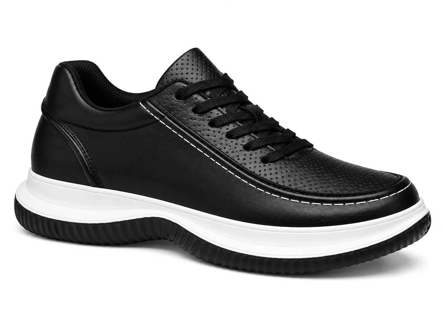 Black men's 8cm height increasing sneakers
